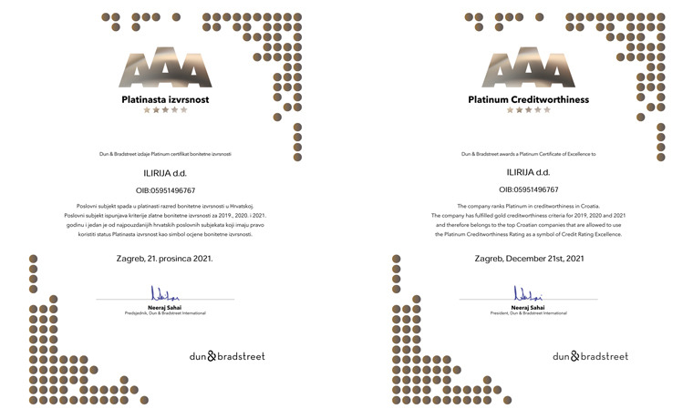 Certifikati kvalitete i priznanja tvrtke